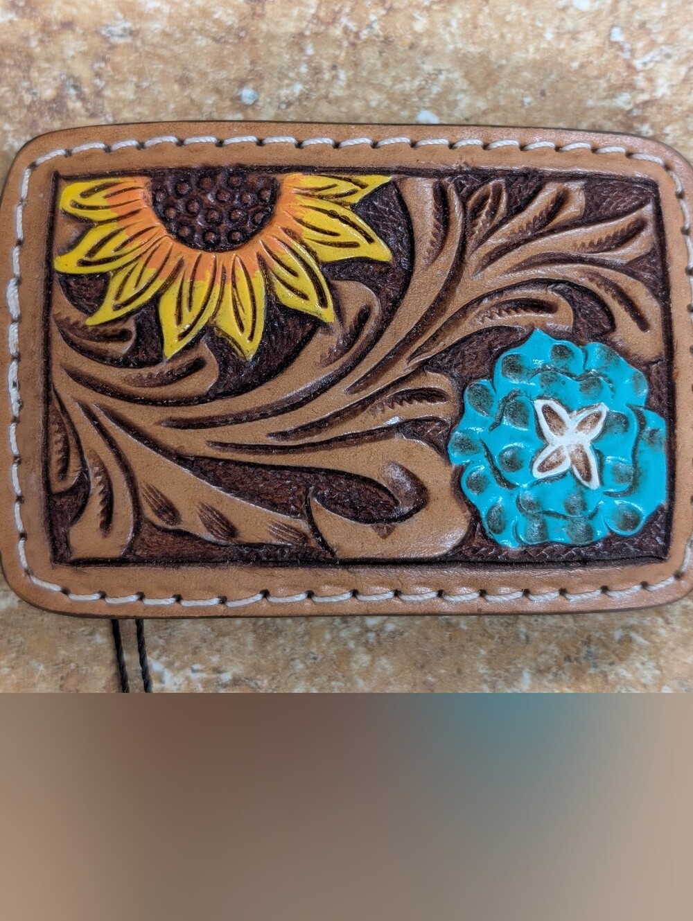 American Darling Leather Covered Belt Buckle NWT